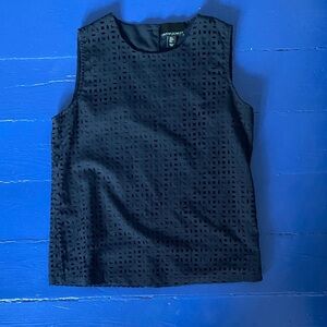 Cynthia Rowley Black/Navy Textured Sleeveless Top